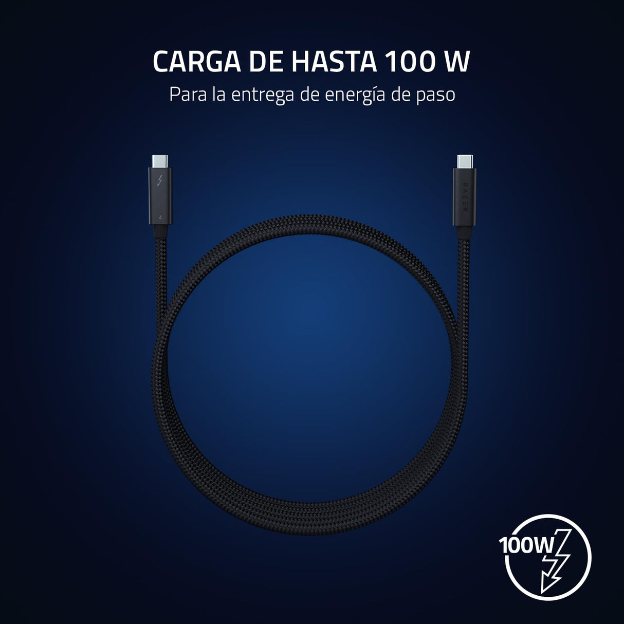Razer Cable Thunderbolt 4 - Cable Thunderbolt de alto rendimiento (40 GB/s, resolución de hasta 8K, carga de 100W, compatible con Thunderbolt 3) Negro | 2.0M