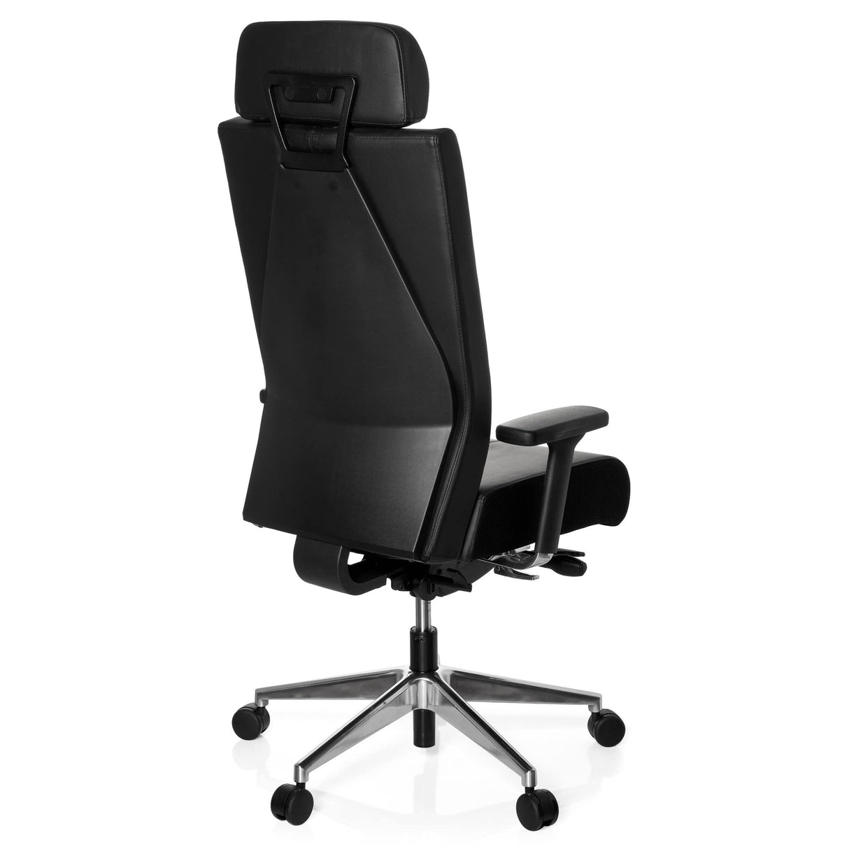 hjh OFFICE 608600 Silla de Oficina Pro-Tec XXL Cuero Negro, Silla giratoria, para Personas Altas, cargable hasta 150 kg