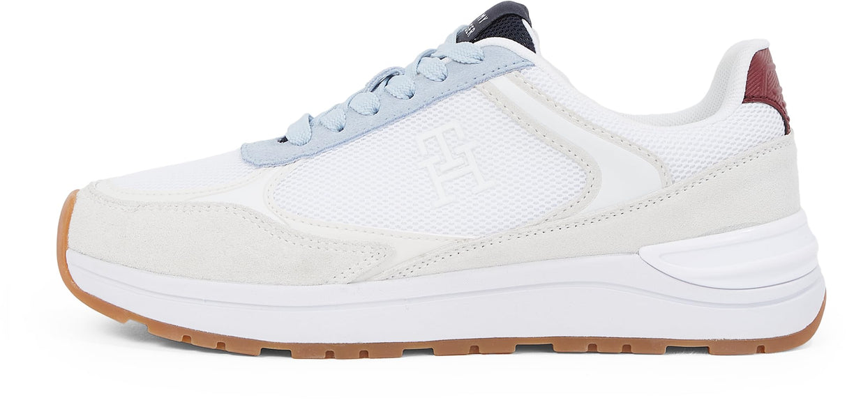 Tommy Hilfiger Runner Sneaker Mujer Casual Fashion Mix Elegante, Blanco (White), 40