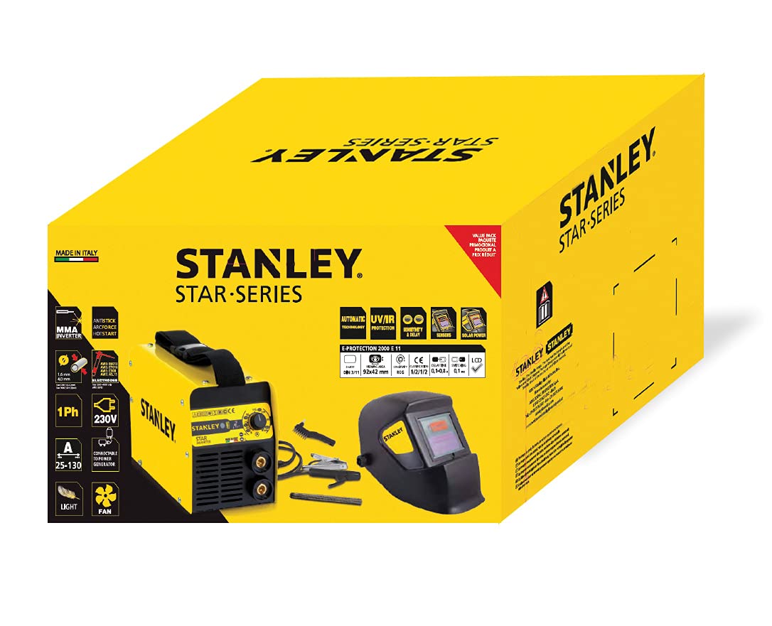 Stanley 460963 Star 4000 - Kit de estación de soldadura para inversor MMA electrodos 160A Max con capucha LCD