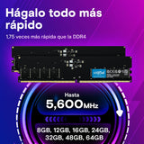 Crucial RAM Kit de 32GB (2x16GB) DDR5 a 5600MHz (o 5200MHz o 4800MHz) Memoria de Escritorio CT2K16G56C46U5
