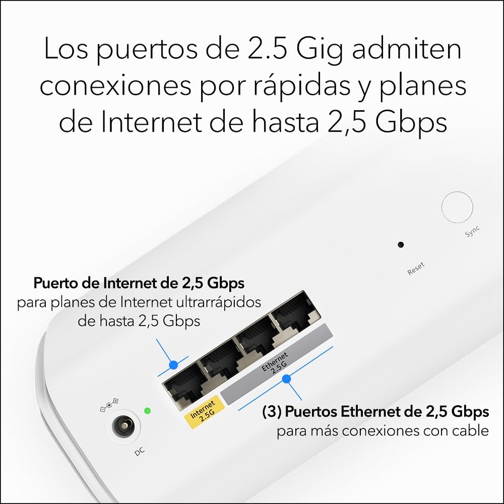 NETGEAR Orbi Mesh WiFi 7 Orbi Serie 770 (RBE772) | Router + 1 Extensores de Rango de satélite |Cobertura de hasta 360 m2 |100 Dispositivos |Puerto de Internet de 2.5 G