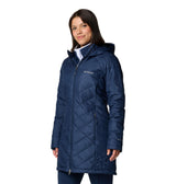 Columbia Chaqueta Larga y Acolchada con Capucha para Mujer, Heavenly