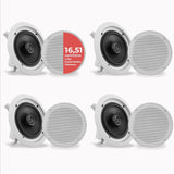 Pyle Altavoces empotrables, Bluetooth,Techo, Pared, 6.5”, 200W, 2 vias, Parrillas Redondas y cuadradas Intercambiables, Estereo