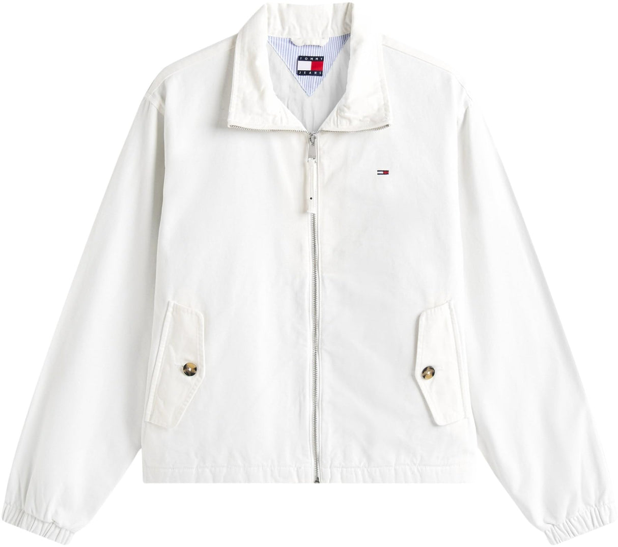 Tommy Jeans Cazadora de entretiempo Mujer Zip Cotton con cremallera, Blanco (Ecru), S