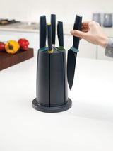 Joseph Joseph Elevate - Juego de 5 cuchillos con soporte giratorio, bloque de cuchillos de cocina - Negro/ ópalo