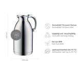 alfi HOTELLO 1,5 l, Jarra isotérmica de Doble Pared de Acero Inoxidable, Mantiene el Calor 4 Horas, Mantiene el frío 6 Horas, Tapa Suelta, vertido con una Mano, sin plástico, lavavajillas, hostelería