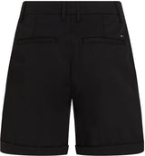 Tommy Hilfiger Pantalones Cortos Chinos para Mujer Mom Fit, Negro (Black), 38