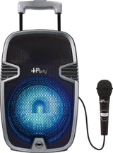 LEXIBOOK, iParty, Altavoz Karaoke Bluetooth, con Efectos de luz y micrófono incluidos, batería Recargable, Negro/Plateado, K8250