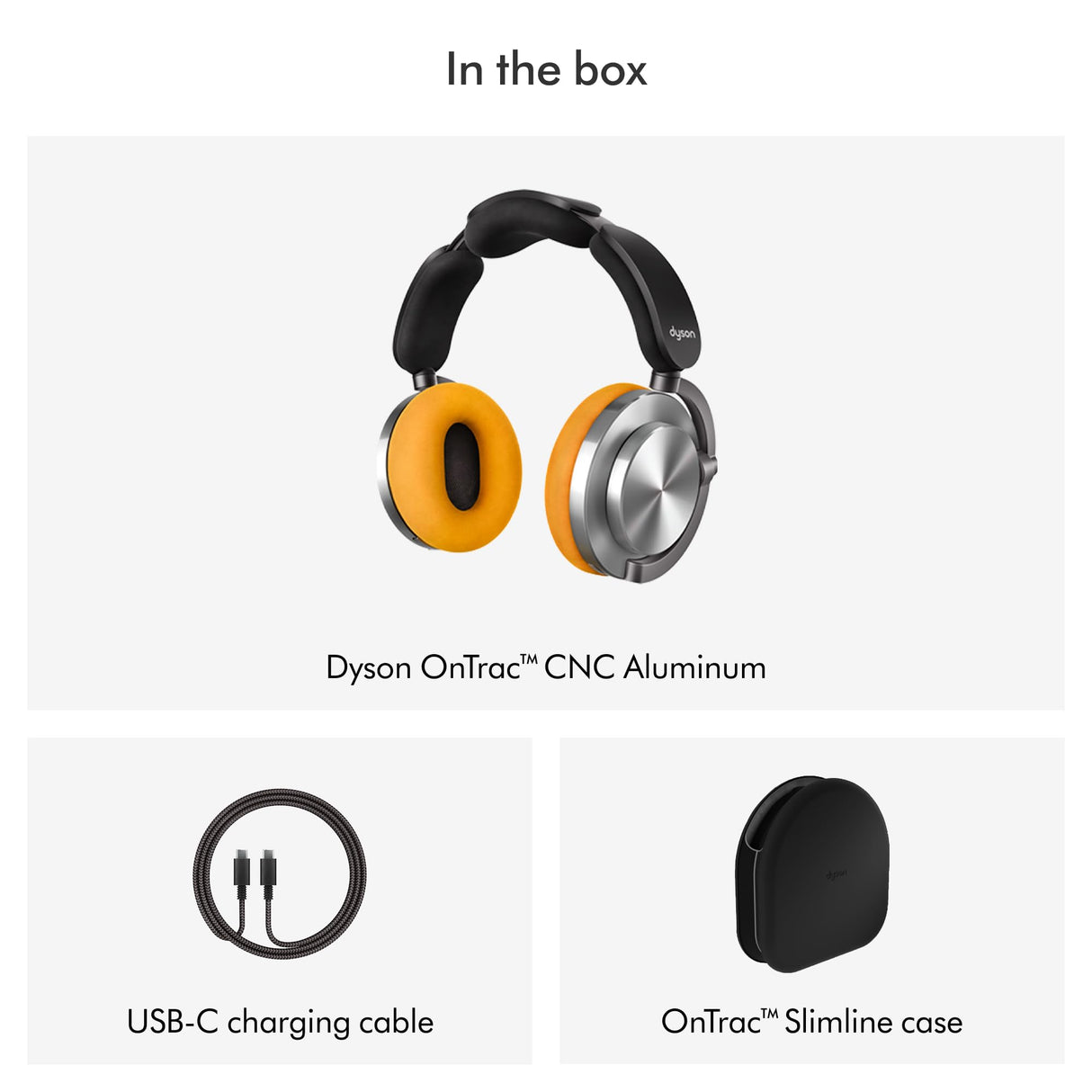 Dyson Ontrac Auriculares inalámbricos con cancelación Activa de Ruido – 55h de autonomía – Bluetooth 5.0 – Carga rápida de 10 min – 6 Hz a 21 kHz – Estuche de protección – (Aluminio/Amarillo)