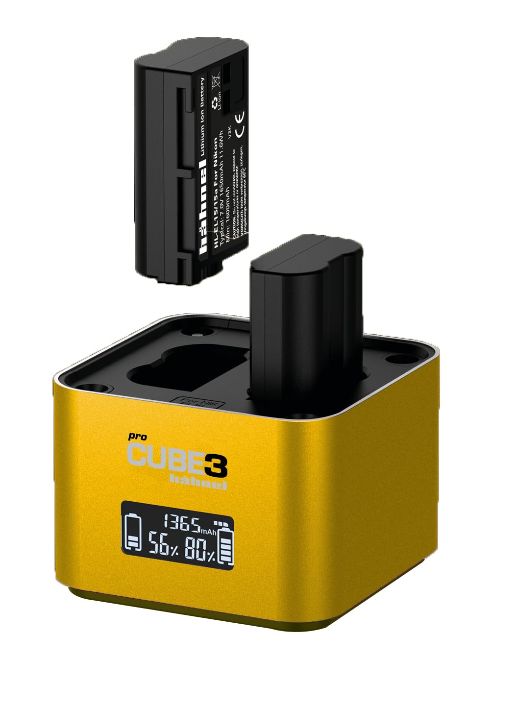 Hähnel - ProCube3 - para Nikon - Cargador dúo DSLR - Carga más rápida - Entrada USB Tipo C