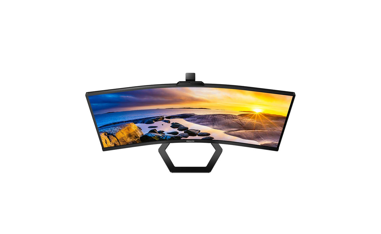 Philips 34E1C5600AM - Monitor Curvo WQHD de 34 Pulgadas, Webcam, Altura Regulable, Altavoz (3440x1440, 100Hz, HDMI, DisplayPort, USB-C, USB Hub) Negro