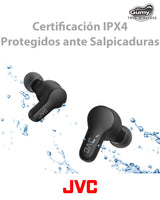 JVC Auriculares Inalámbricos Bluetooth Deportivos | Control Táctil | 3 Modos de Sonido | 24h de Batería | Bluetooth 5.3 | Almohadillas 4 Tallas XL a S | Resistente a Salpicaduras | Negro - HA-Z77T