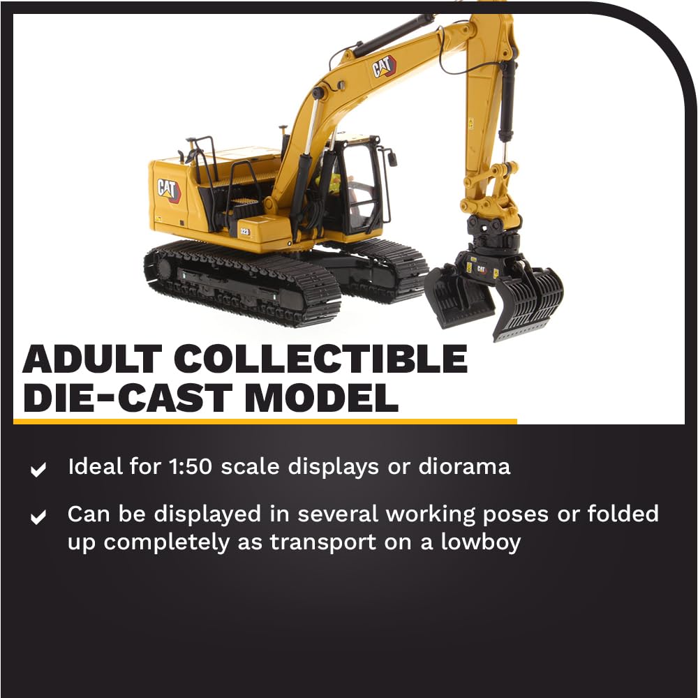Caterpillar Diecast Masters 85657 - Excavadora 4 Herramientas 323 Hex, Escala 1:50, Aprox. 9,5 x 3,4 x 4,6 cm, a Partir de 14 años