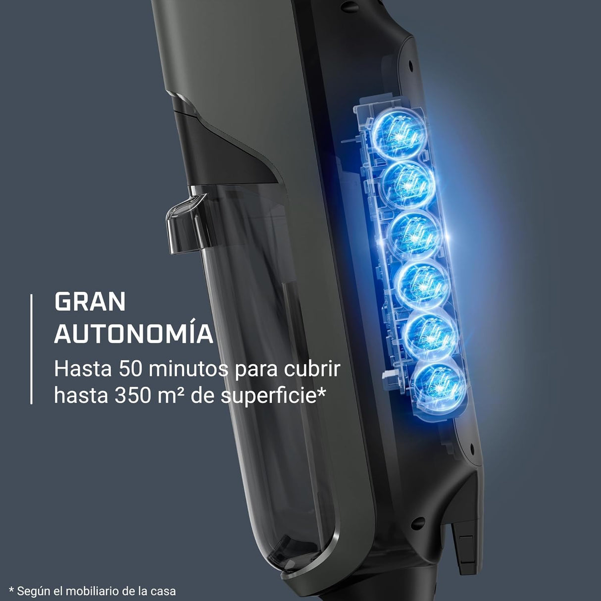 Rowenta X-Clean 4, Fregona Eléctrica Sin Cable, 2 en 1 Aspira y Friega a la vez, 200 W, Pantalla De Control Inteligente, Ajuste Automático De Limpieza: Eco, Auto Y Max, Gris, GZ5036WO