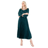 Lovedrobe Women's Midaxi Dress Ladies Emerald Green Pleated Empire A-Line High Waist Tie Neck Wedding Guest Cocktail Evening Prom, Vestido,