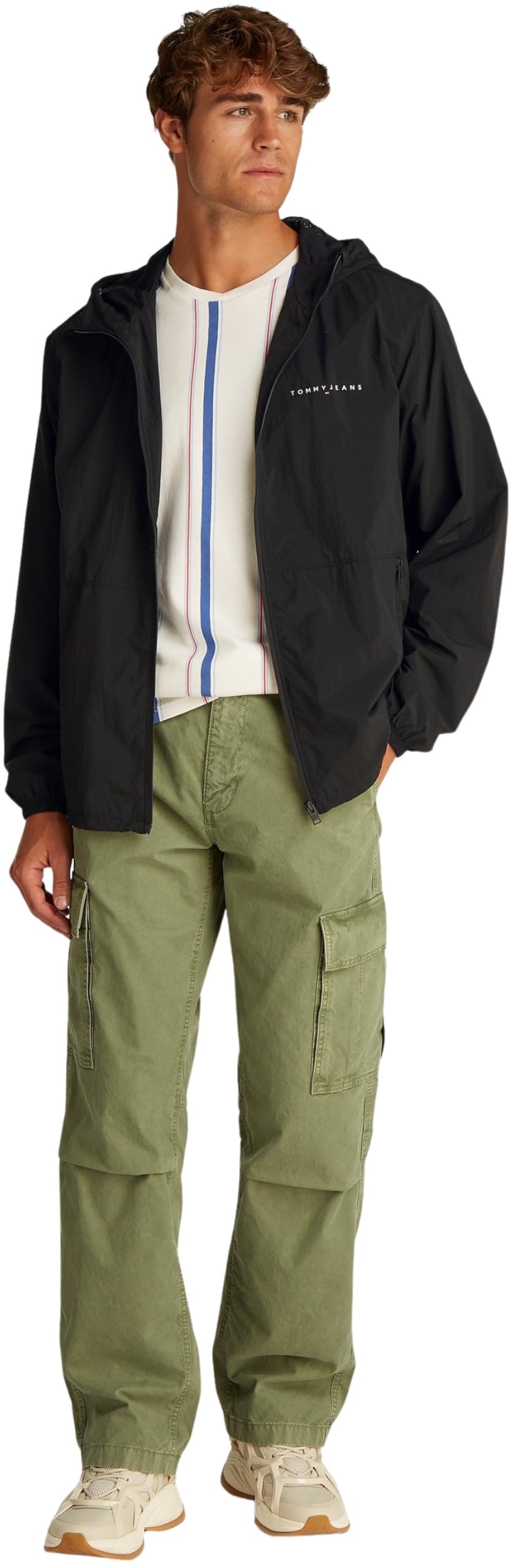 Tommy Jeans Cortavientos Hombre Chicago con capucha, Negro (Black), M