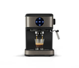 Black+Decker BXCO850E - Cafetera espresso, 20bar, 1 o 2 cafés, función vapor, paro automático, cantidad programable, sistema extra cream, 1.5l, acabado antihuellas en acero inox, 850W