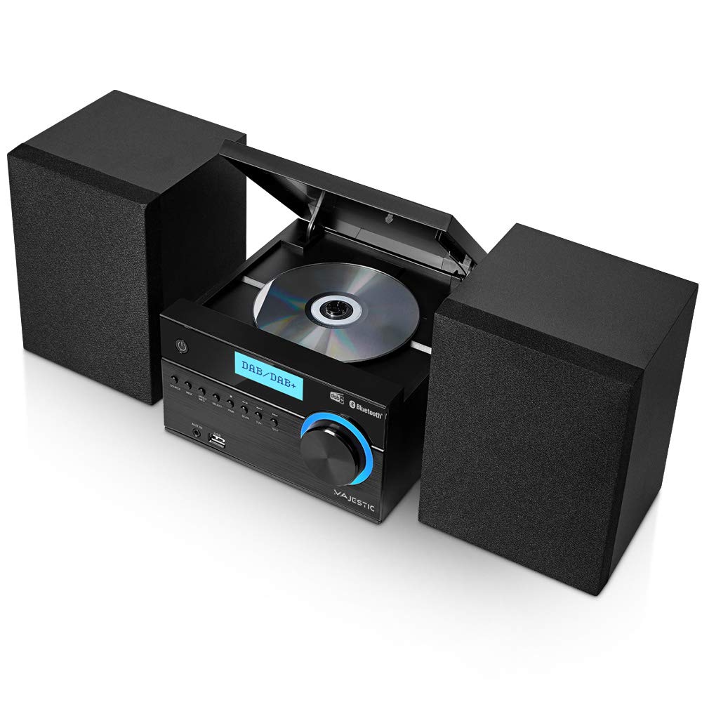 Majestic AH 2350 BT MP3 USB Dab - Sistema Micro Hi-Fi Radio Dab/Dab+/FM, Bluetooth, Reproductor de CD/MP3, Entrada USB/AUX-IN, Mando a Distancia, Negro
