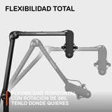 SteelSeries Alias/Alias Pro brazo de soporte — para gaming, streaming y podcast — rotación de 360° — pinza para escritorios — con diseño de tijeras plegables — adaptadores de 3/8" y 5/8"