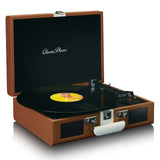 Classic Phono by Lenco TT-120 Tocadiscos - Tocadiscos con batería integrada - Bluetooth - 33, 45, 78 RPM - transmisión por correa - 2 altavoces - entrada auxiliar - salida RCA - 3,5 mm - marrón/blanco