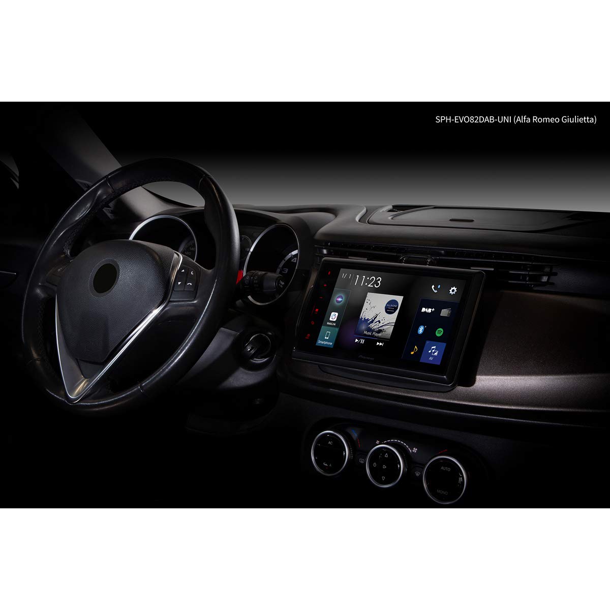 Pioneer SPHEVO82DABUNI Radio para Coche (1 DIN, Pantalla de 8 Pulgadas, Radio Dab+, Radio Digital, Android Coche, Apple CarPlay, Spotify, transmisión Bluetooth, WebLink, reproducción de Archivos