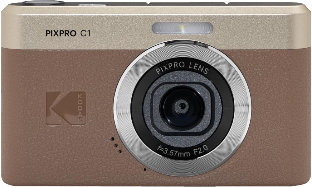 KODAK Pixpro C1 - Cámara Digital ultracompacta | 13MP BSI CMOS, Zoom 4X, Pantalla LCD de 2.8 Pulgadas, Flash LED - Marron