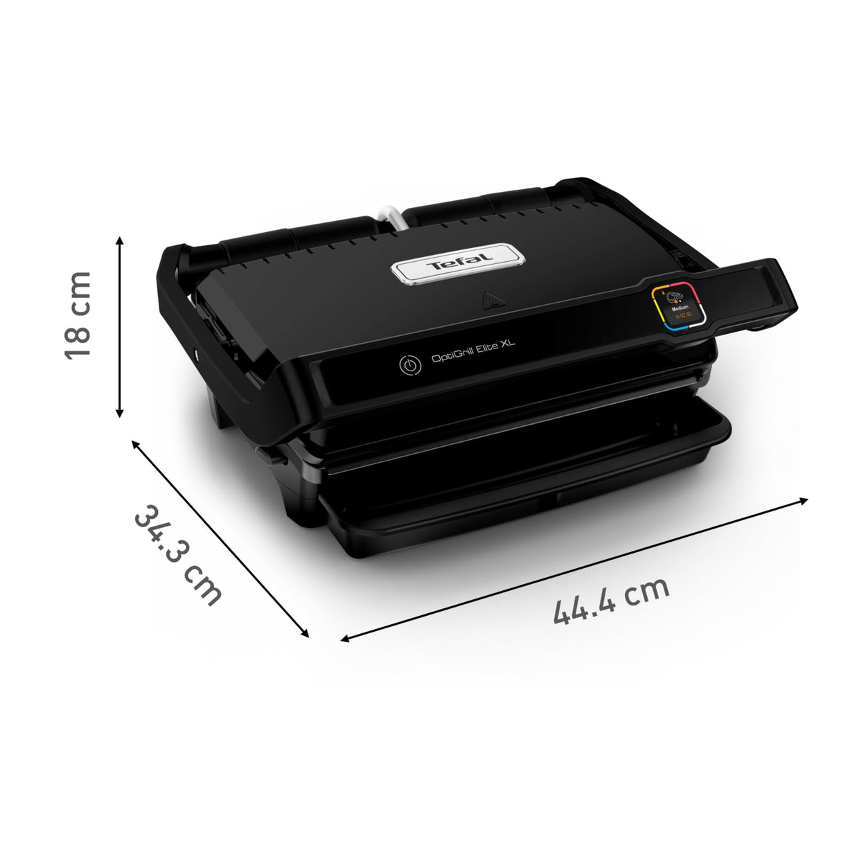 Tefal OptiGrill Elite XL GC760812 - Barbacoa de contacto con 16 programas, pantalla digital con indicador de cocción, placas XL desmontables, parrilla eléctrica, color negro