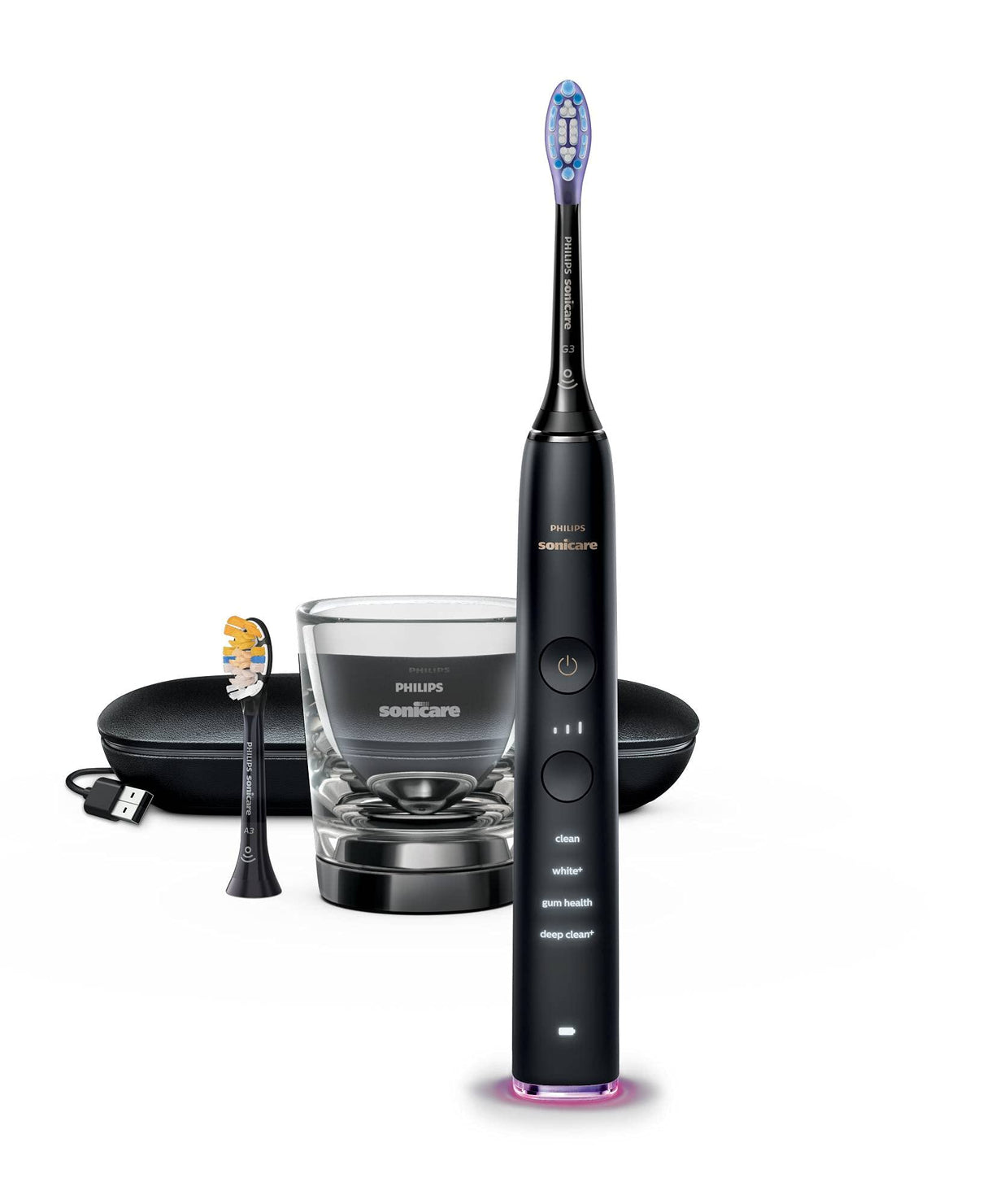 Philips Sonicare DiamondClean Smart 9400 Cepillo de dientes eléctrico, cepillo de dientes sónico con aplicación, sensor de presión, detección de cabezal de cepillo, 4 modos de cepillado y 3 niveles de