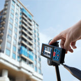 Bosch Professional Medidor Láser GLM 150-27 C (cámara integrada, batería de 3,6 V integrada, alcance: hasta 150 m, robusto, IP54, ±1,5 mm*, correa de sujeción, funda)