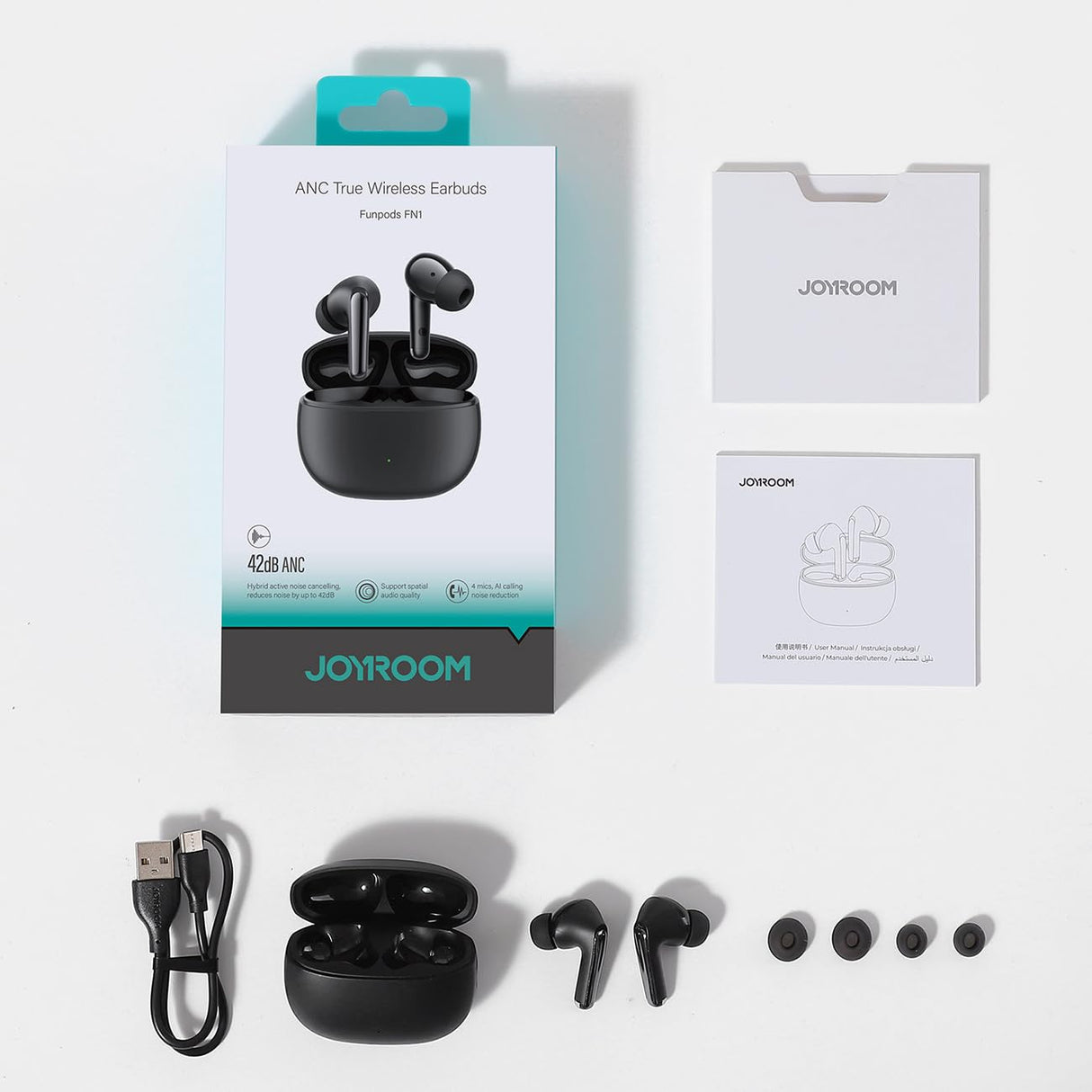 JOYROOM JR-FN1 - Auriculares inalámbricos ANC/ENC, Color Negro