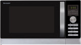 Sharp R843INW Microondas 3 en 1 con aire caliente, grill y convección , 25 L , 800 W , grill 1000 W , 2500 convección , Plato Giratorio de Metal (30 cm) , Plateado