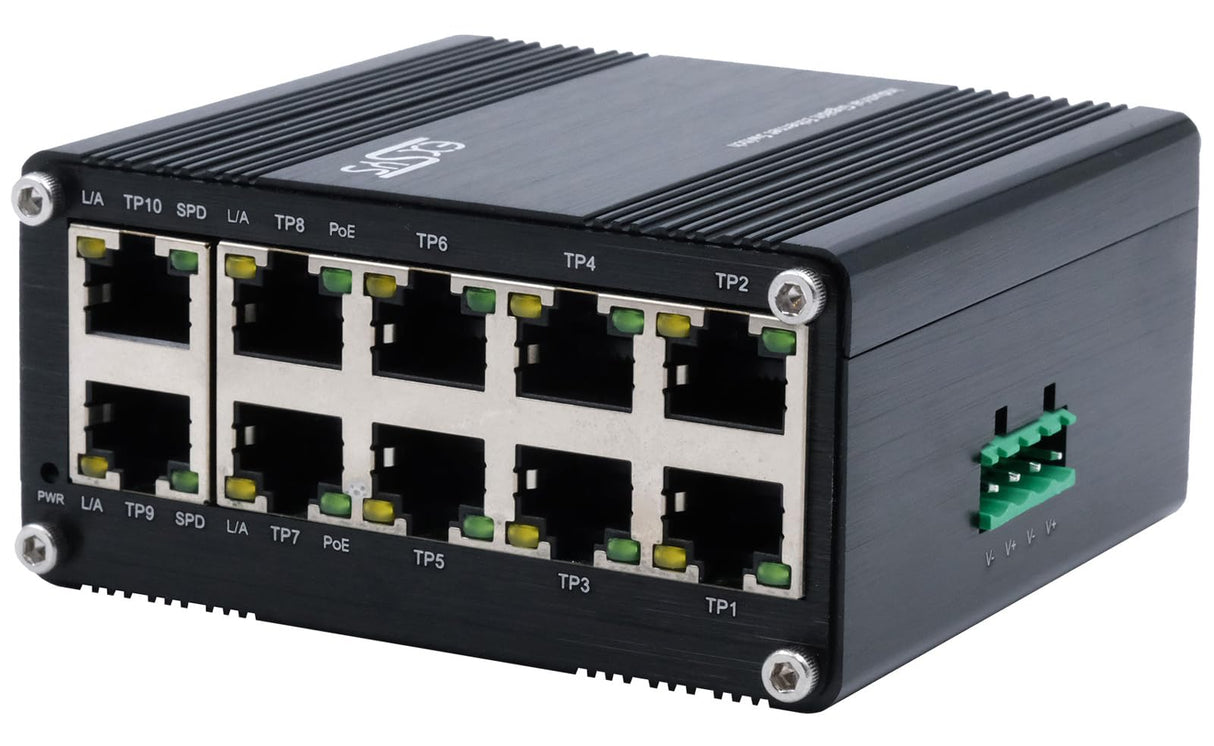 EXSYS EX-62025PoE - Conmutador PoE Industrial (10 Puertos, Mini no administrado)