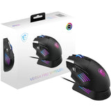 MSI Versa Pro Wireless + Mouse Dock Pro - Ratón Gaming, Sensor óptico de 26.000 PPP, frecuencia de sondeo de 1.000 Hz, diseño para diestros, batería de 80 Horas, con Cable e inalámbrico