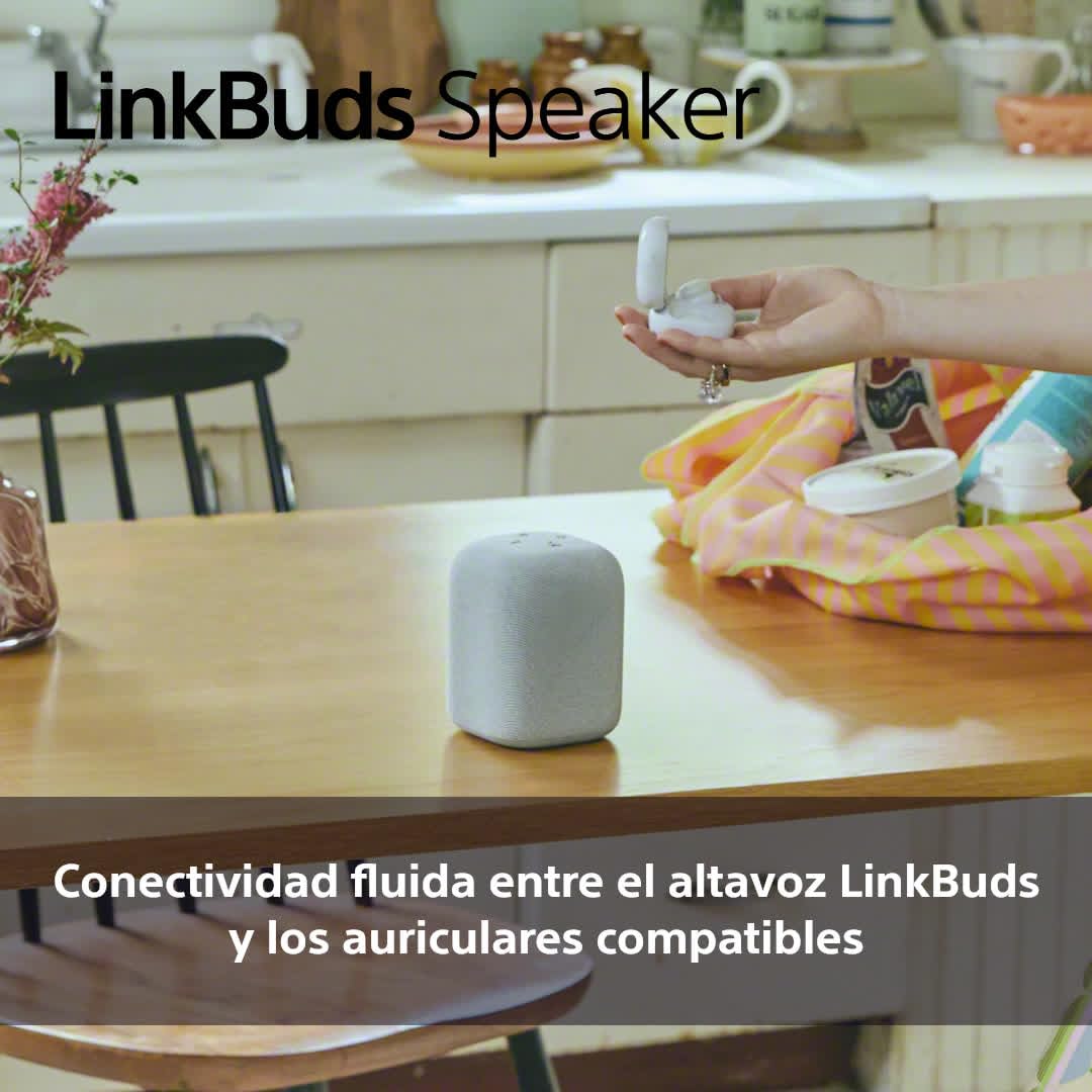 Sony LinkBuds Speaker – Altavoz portátil inalámbrico Bluetooth, IPX4, Resistente al Agua, 25 Horas de batería, Calidad de Llamada nítida, Exteriores, Viajes - Gris Claro