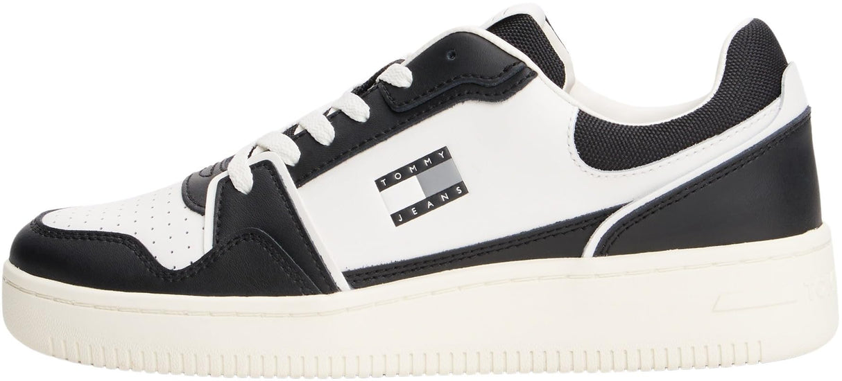 Tommy Hilfiger Cupsole Sneaker Hombre Retro Basket Low Top, Negro (Black), 44