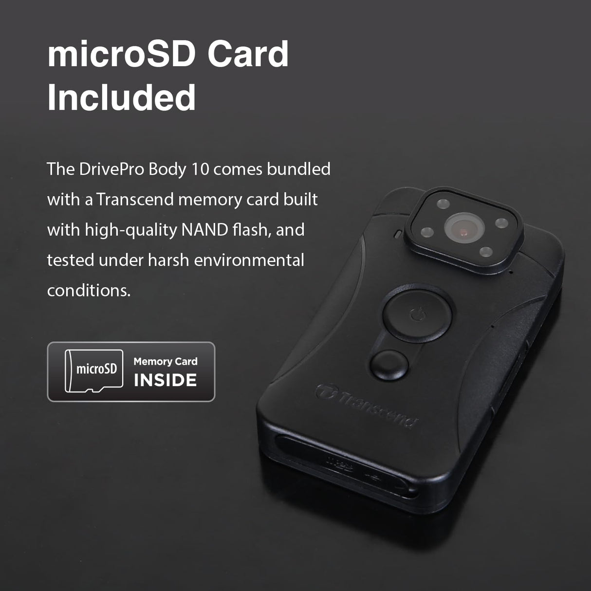 Transcend 64GB 1080P Body Camera DrivePro Body 10 microSD TS64GDPB10C