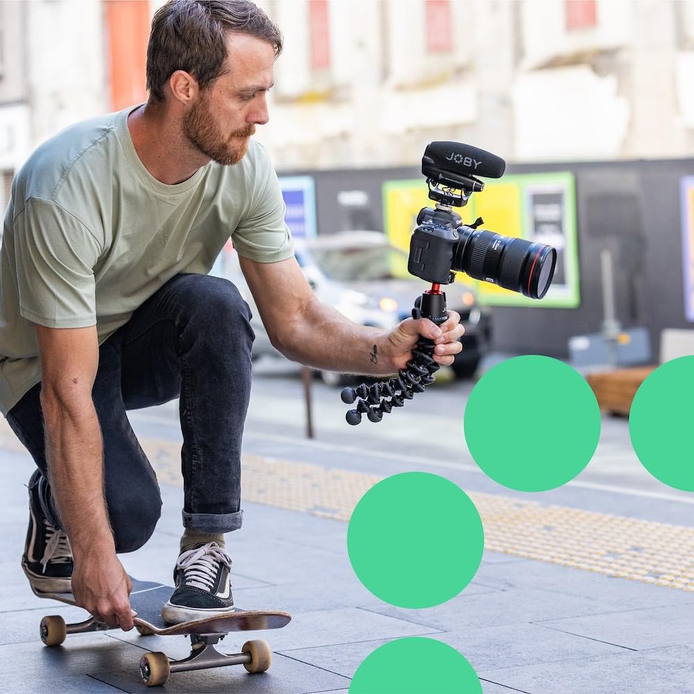 JOBY Wavo Pro Micrófono Profesional Direccional para Cámara, Reductor de Ruido Integrado y Montura de Choque con Tecnología Rycote, Micrófonos Dinámicos, Micrófono Profesional, Mirrorless, Youtuber