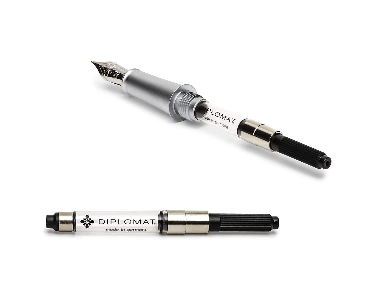Diplomat Pluma estilográfica Aero Green, pluma de tinta exclusiva con plumín de acero inoxidable y convertidor