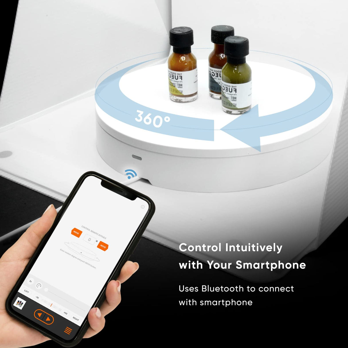 Foldio360 (Tocadiscos de fotografía inteligente controlado por aplicación para toma de fotografías de productos Imagen de 360 grados)