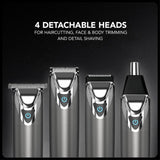 WAHL Washable Stainless Steel Multigroomer, recortadora de barba y barba incipiente para hombres, recortadora de nariz y orejas, set de cuidado masculino, totalmente lavable, sin cable