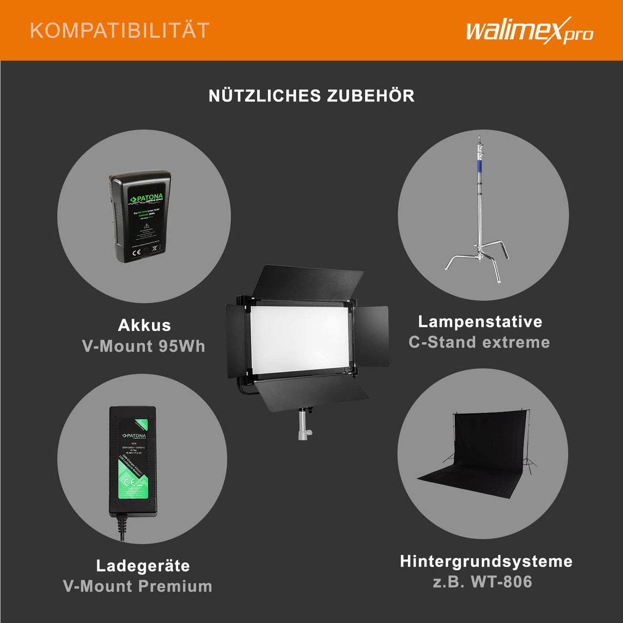 Walimex Pro Soft LED 1400 Bi Color Square - Lámpara de Superficie (100 W), Color Negro