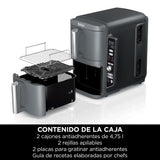 Ninja Double Stack XL Freidora de aire, 9,5 l, Doble cesta vertical, 4 niveles de cocción, 2 cestas y 2 rejillas, diseño para ahorrar más espacio, 6 funciones de cocción, 8 porciones, en gris, SL400EU