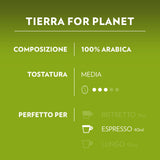 Lavazza, A Modo Mio - Máquina de café Tiny Eco verde con 64 cápsulas ¡Tierra! Surtidas, cafetera expreso de plástico reciclado, 1450 W, 220-240 V, 50/60 Hz, 0,6 litros