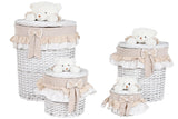 CESTA ROPA SET 4 MIMBRE TELA 45X45X68 CON TAPA