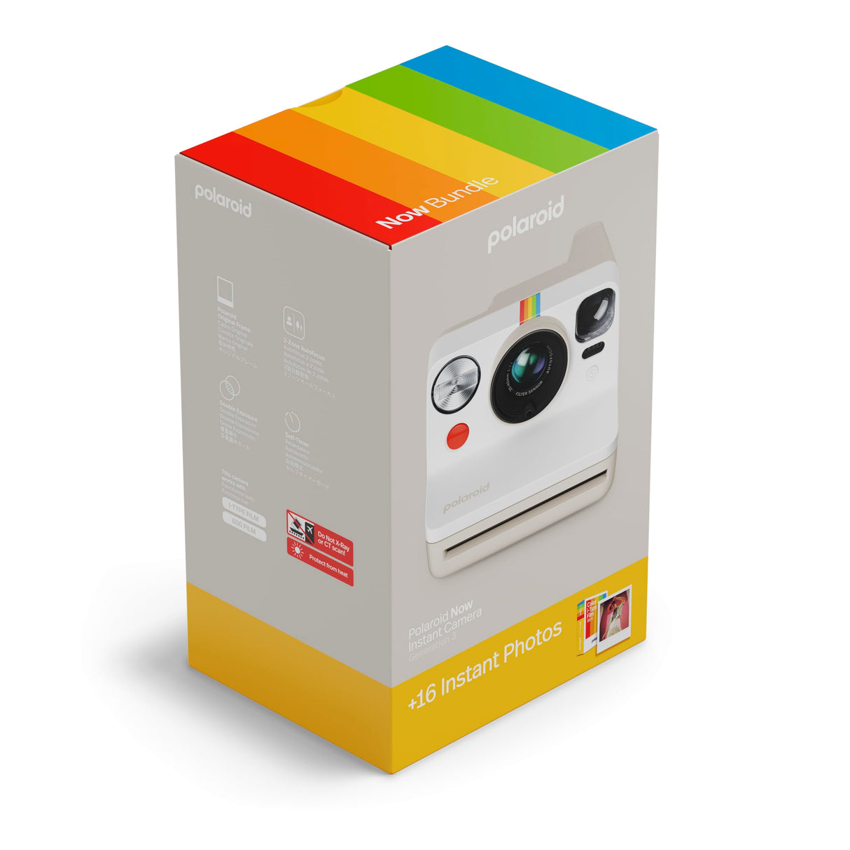 Polaroid - Now Gen 3 - Cámara instantánea - Paquete de cámara + película en Color (16 Fotos) Blanco (6561)