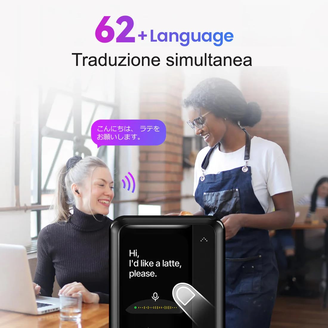 Auriculares inalámbricos TWS AI Smart Ikko Active Buds: Auriculares con cancelación de Ruido, conexión Bluetooth, función traductor instantáneo, 4G SIM, WiFi, hasta 30 Horas de autonomía, ChatGPT