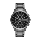 Armani Exchange Reloj para hombre de acero inoxidable en tono plomizo con cronógrafo, AX2454, Gris oscuro y negro