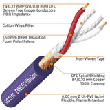 Emelec VíasCom R-DMX3-2110/050 – 50m Cable Balanceado Digital DMX 110Ω OFC 2x0,22mm² montado en Portacables con XLR 3 pines – Color Azul Noche – PVC Muy Flexible