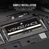 Corsair VENGEANCE DDR5 SODIMM 64 GB (2x32 GB) DDR5 4800MHz C40 (Compatibles con prácticamente todos los sistemas Intel y AMD, Instalación sencilla, Compatibilidad con XMP 3.0) Negro